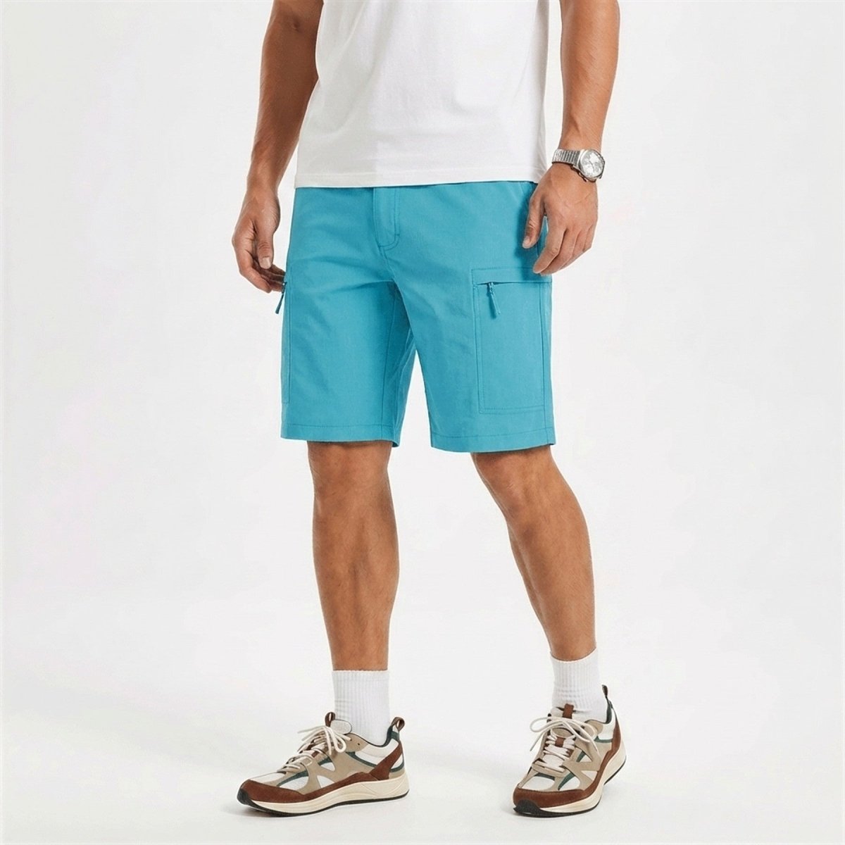 Men's casual shorts in Ice Blue, front view