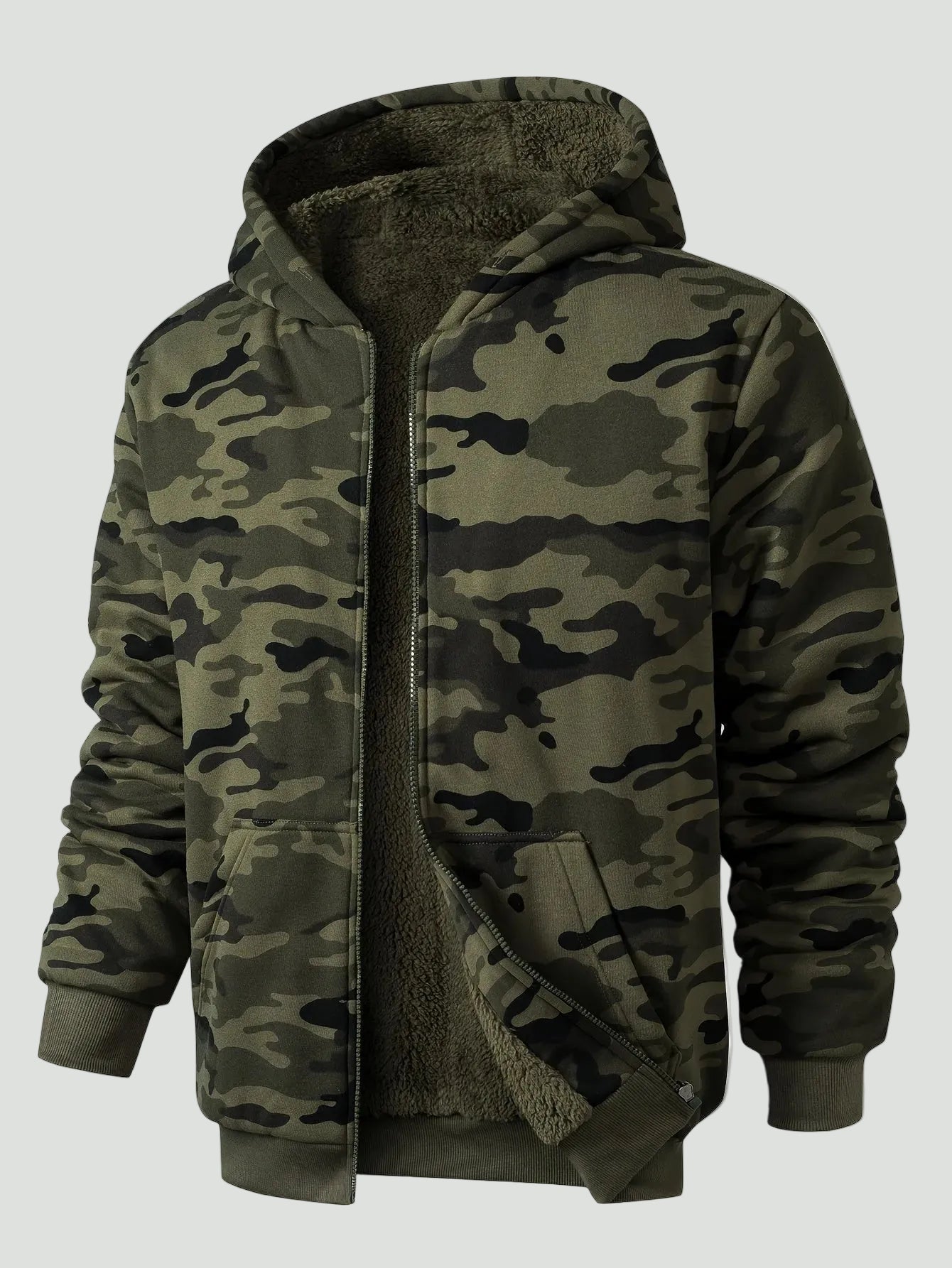 Men’s Camouflage Outdoor Hoodie with Fleece Lining | Casual Warm Pullover