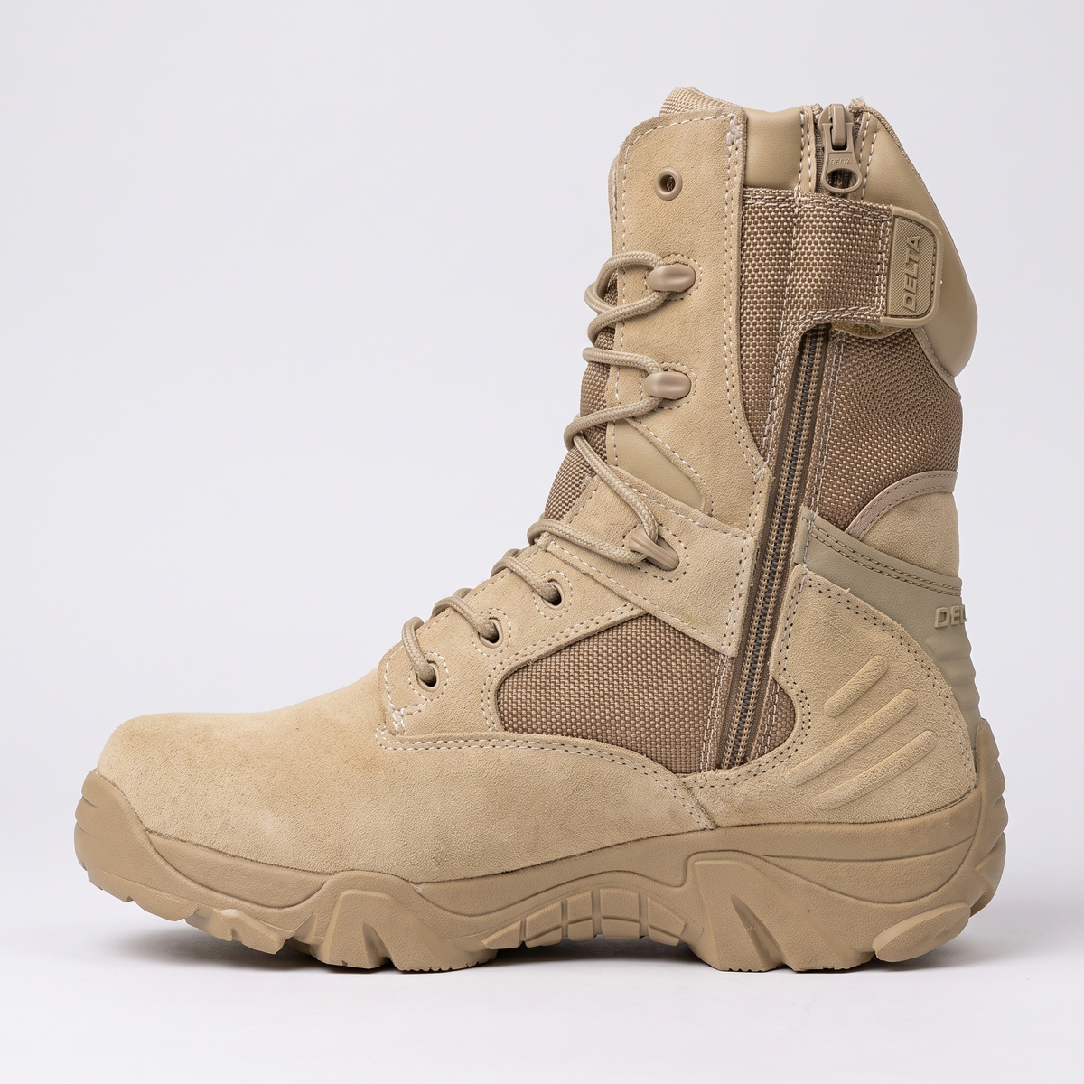 Tactical hiking boot - Khaki - inner side with full-length zip