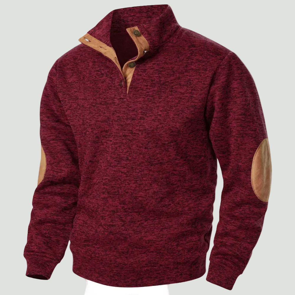 Men’s Knitted Outdoor Sweater – Stand Collar for Cold Weather Use