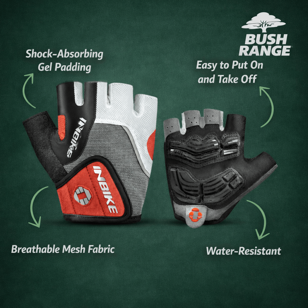 Breathable Cycling Gloves – Gel Padding with Reflective Trim - Bush Range