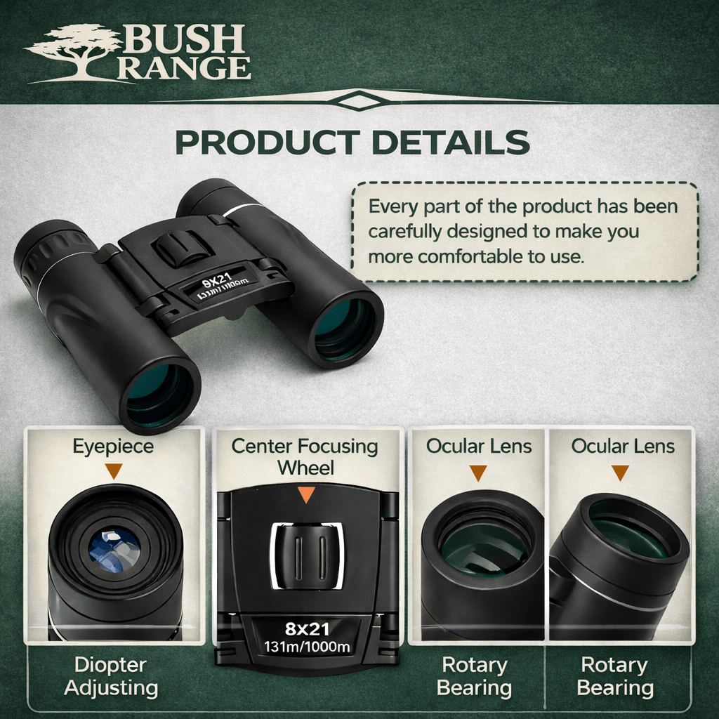 Compact binoculars – 8x magnification with foldable design - Bush Range