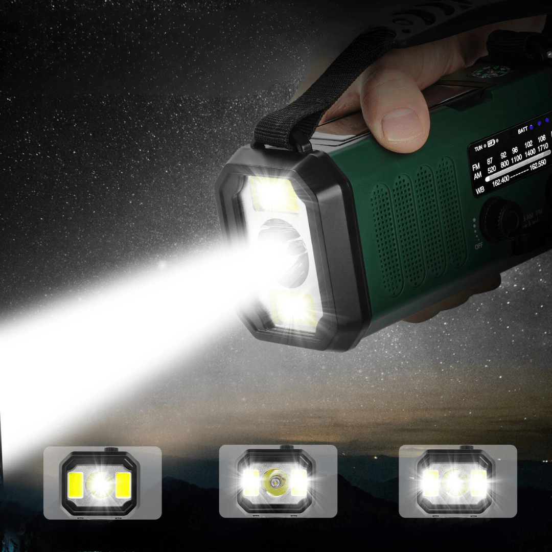 Emergency Radio with Solar & Hand Crank – 10000 mAh Power Bank - Bush Range