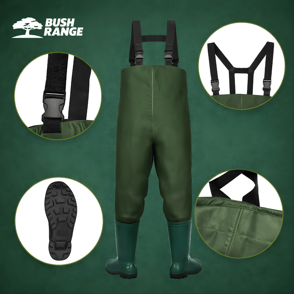 Fishing Waders with Integrated Boots - Bush Range
