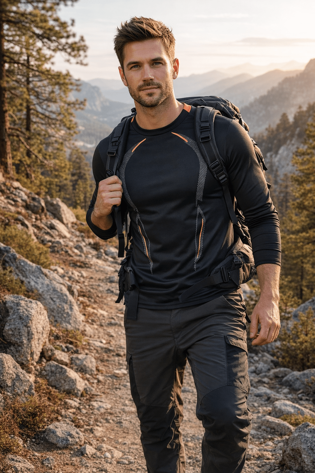 Men’s Breathable Long Sleeve Outdoor T Shirt – Lightweight Trail Layer - Bush Range