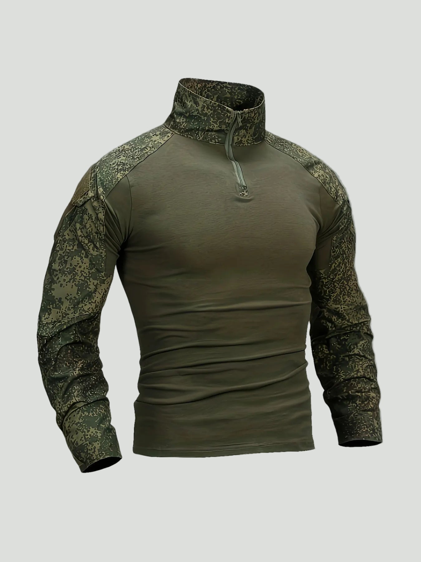 Men’s Camouflage Tactical Long Sleeve Shirt – Half Zip Outdoor Layer - Bush Range