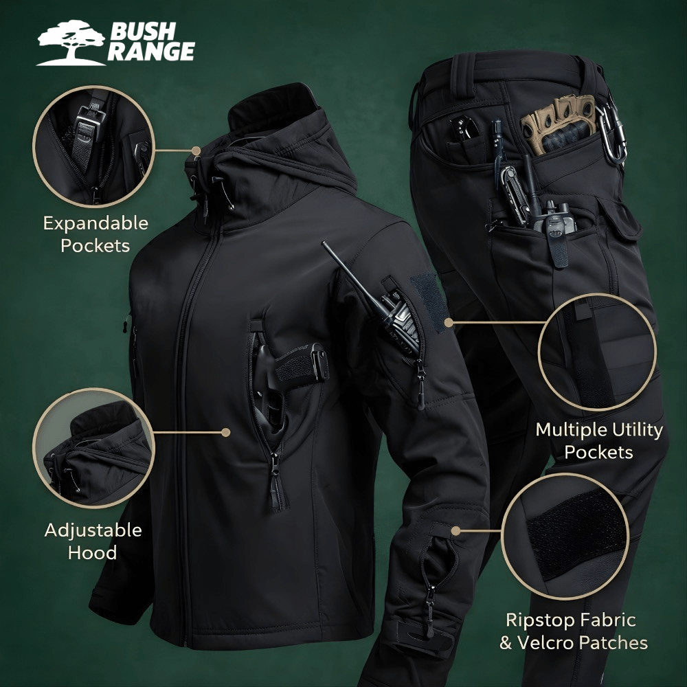 Men’s Fleece - Lined Hooded Jacket and Pants Set – Outdoor Wear for Cooler Conditions - Bush Range