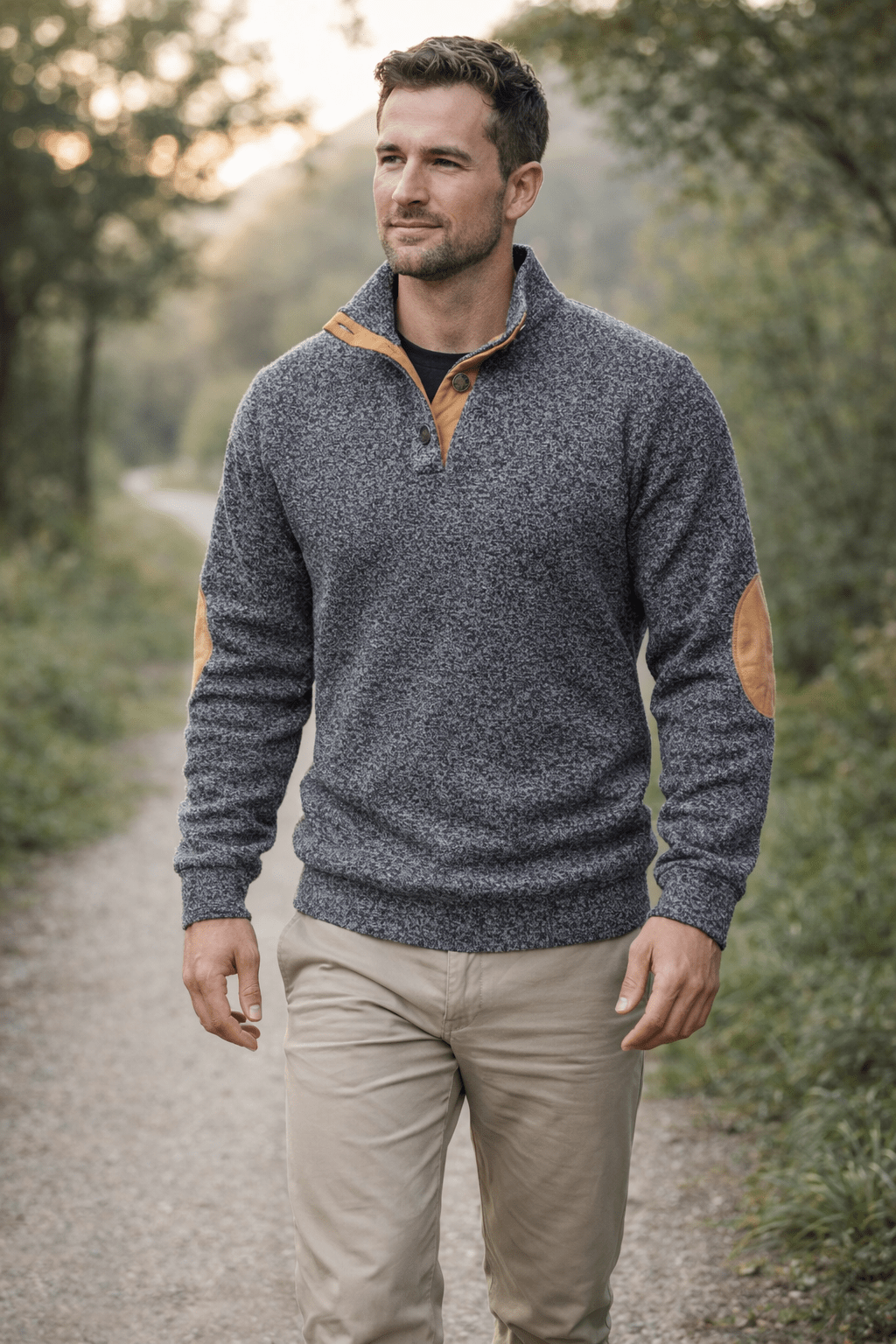 Men’s Knitted Outdoor Sweater – Stand Collar for Cold Weather Use - Bush Range