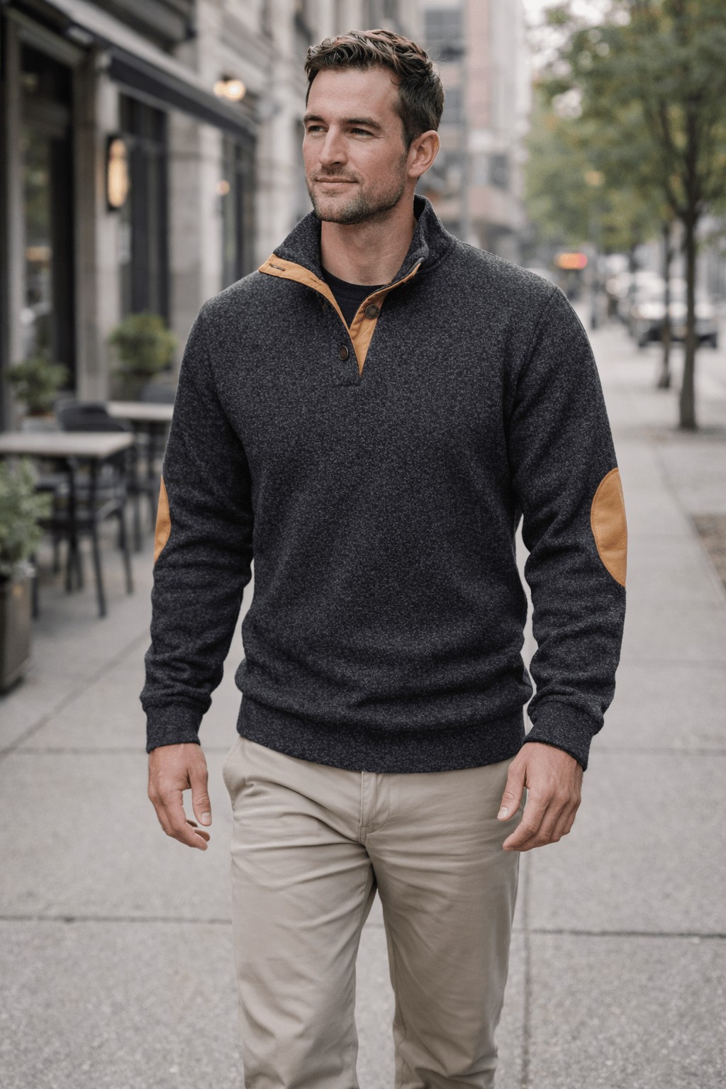 Men’s Knitted Outdoor Sweater – Stand Collar for Cold Weather Use - Bush Range