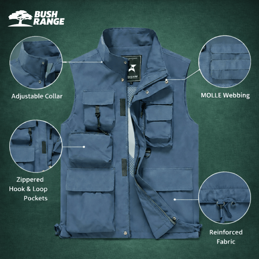 Men’s Lightweight Workwear Vest – Multi - Pocket Utility for Outdoor Use - Bush Range