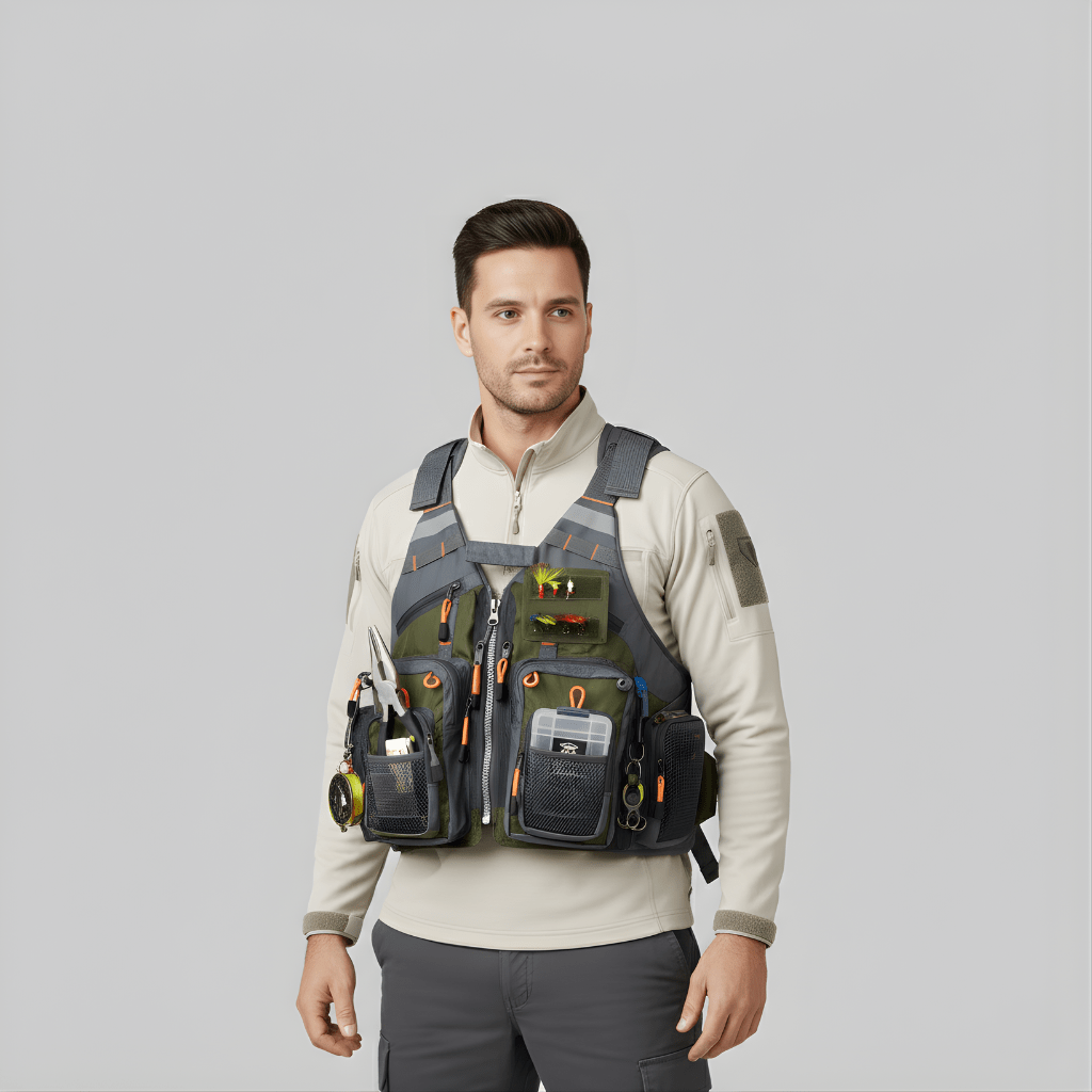 Men’s Multi - Pocket Outdoor Vest – Breathable Design for Fishing - Bush Range
