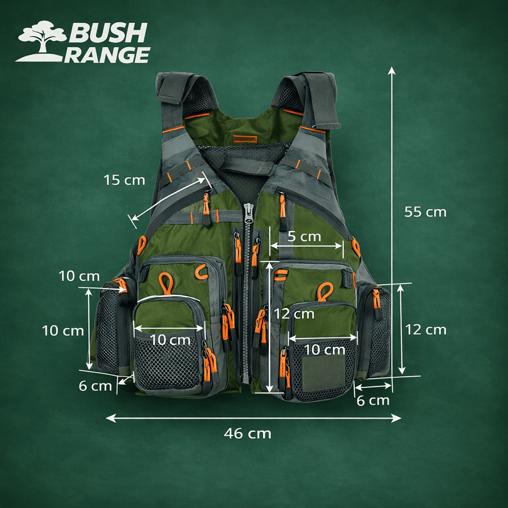 Men’s Multi - Pocket Outdoor Vest – Breathable Design for Fishing - Bush Range