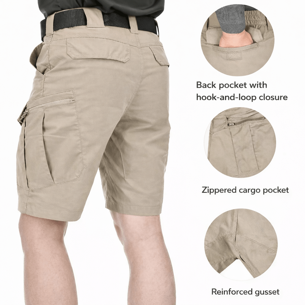 Men’s Outdoor Cargo Shorts – Elastic Waist Design with 6 Pockets - Bush Range