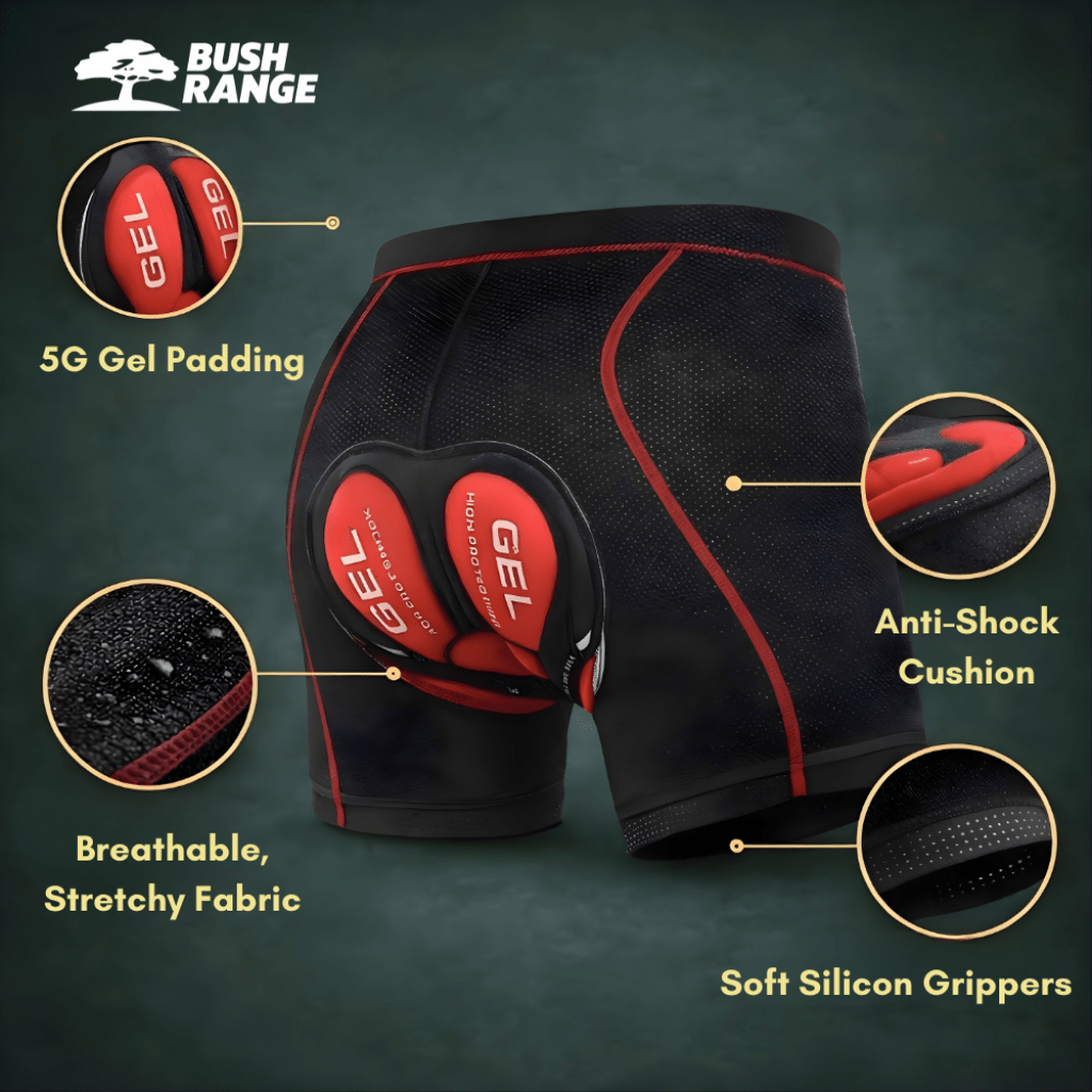 Padded Breathable Cycling Undershorts – Gel Support Base Layer - Bush Range