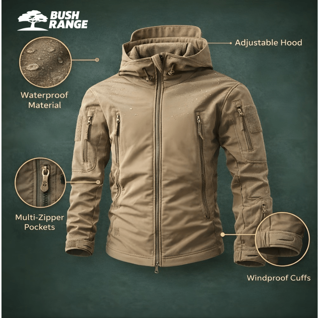 Waterproof Softshell Outdoor Jacket – Hooded Protection for All Conditions - Bush Range